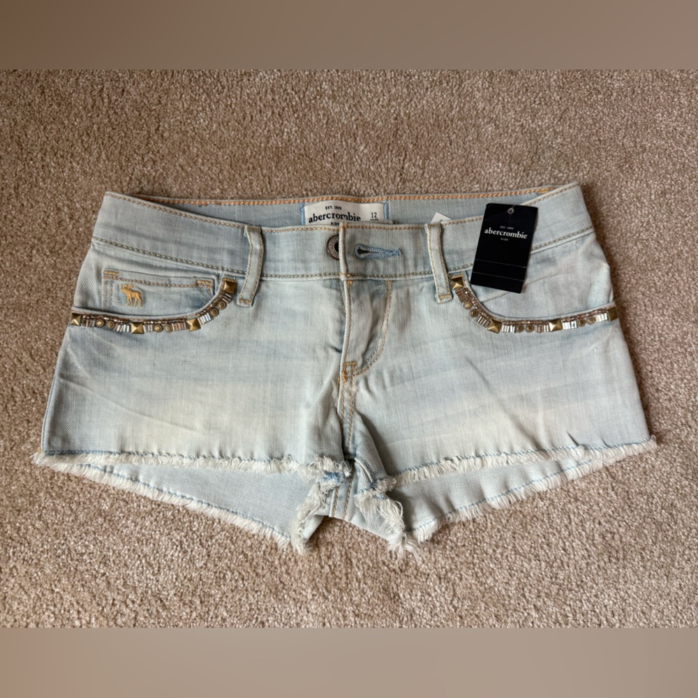 Abercrombie Kids Blue Distressed Denim Shorts